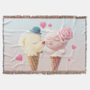 Ice Cream Couple – Love at First Lick Throw Blanket