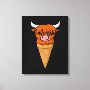 Ice Cream Cow Gifts Funny Scottish Highland Cow Canvas Print