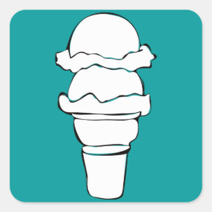 ice cream curls square sticker