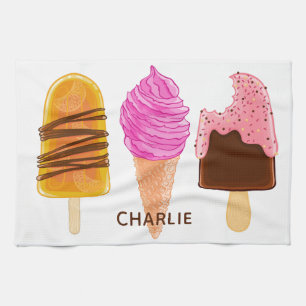 Ice Cream custom name & color kitchen towel
