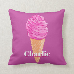 Ice Cream custom name & color throw pillows