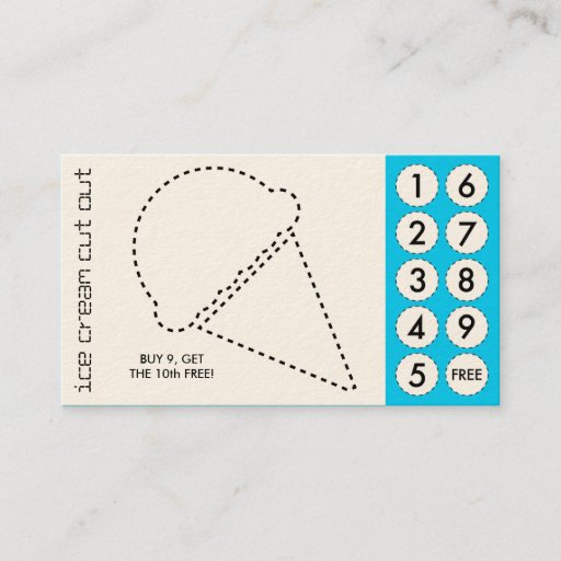 Customizable ice cream cut out punch cards business card