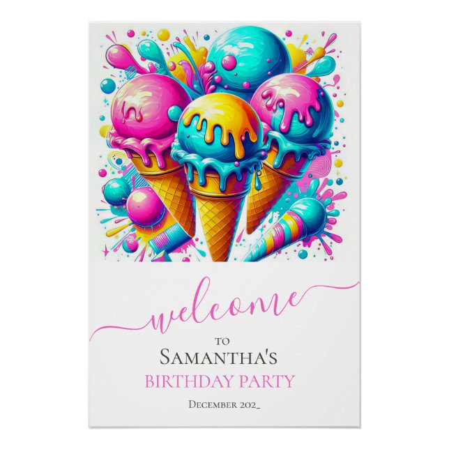 Ice Cream Cute Birthday Poster (Front)