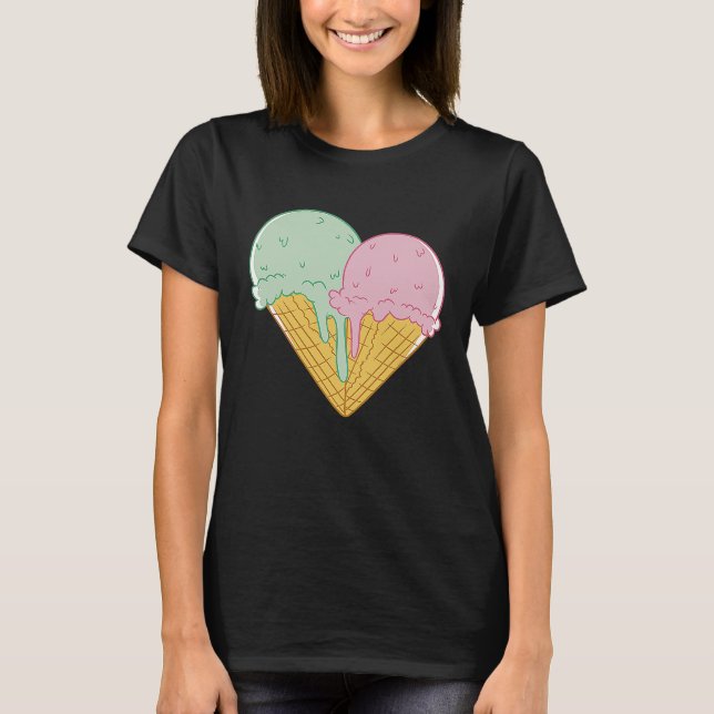 Ice Cream  Cute Heart Valentine's Day Couple Match T-Shirt (Front)
