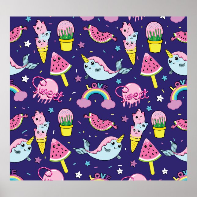 Ice Cream: Cute Seamless Poster (Front)
