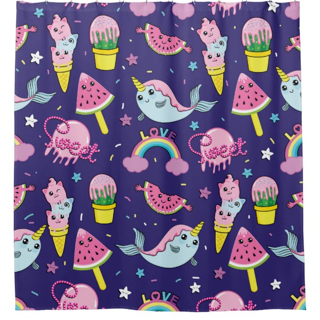 Ice Cream: Cute Seamless Shower Curtain (Front)