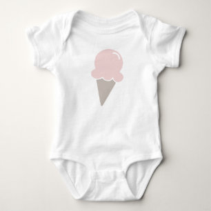Ice Cream Cute Strawberry pink Baby Bodysuit