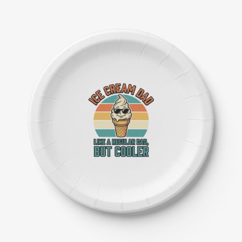 Ice Cream Dad Vintage Funny Cooler Dad Shirt Desig Paper Plates