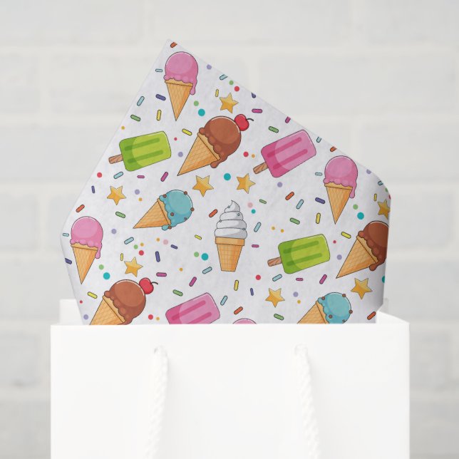 Ice Cream Decoupage Paper, Summer Dessert Tissue Paper (Gift Bag)