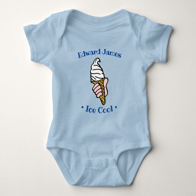 Ice Cream Design Cartoon to Personalise Baby Bodysuit (Front)