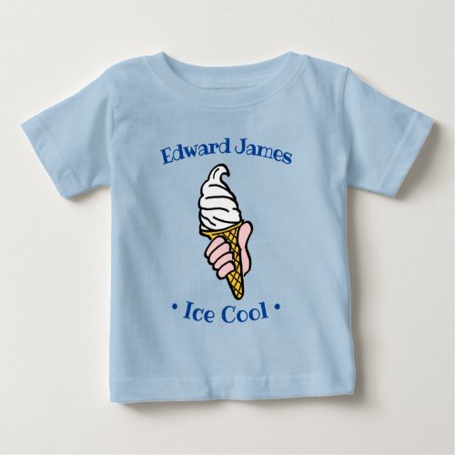 Ice Cream Design Cartoon to Personalise Baby T_Shirt