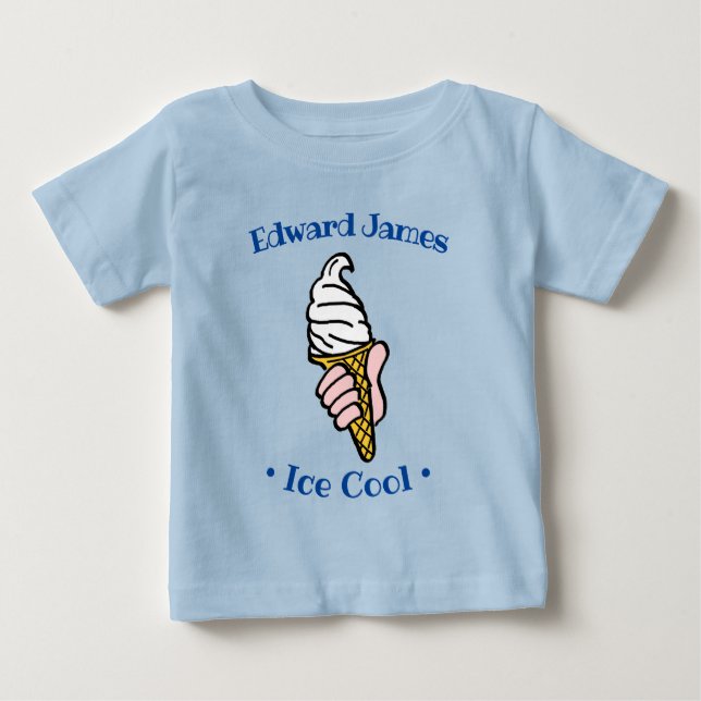 Ice Cream Design Cartoon to Personalise Baby T-Shirt (Front)