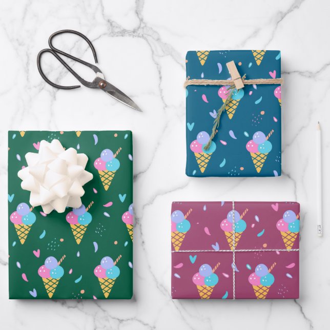 Ice Cream Design  Wrapping Paper Sheets (Front)
