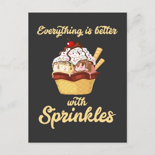 Ice cream dessert Sprinkles Icecream lover Postcard