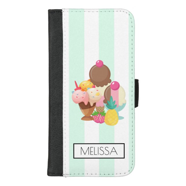 Ice Cream Desserts Neopolitan Flavor iPhone Wallet Case (Front)