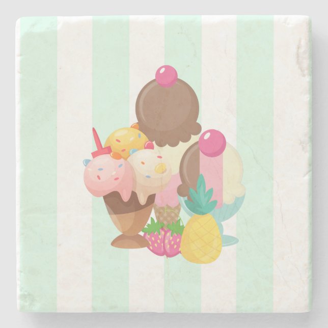 Ice Cream Desserts Neopolitan Flavor Stone Coaster (Front)