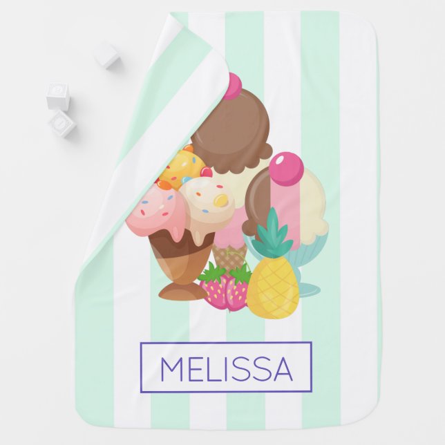 Ice Cream Desserts Neopolitan Flavors Baby Blanket (In Situ)