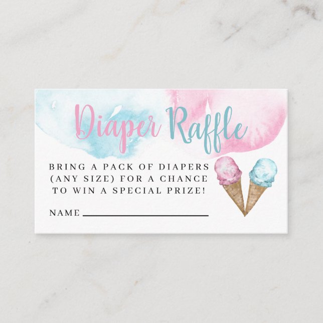 Ice cream diaper raffle Enclosure Card. (Front)