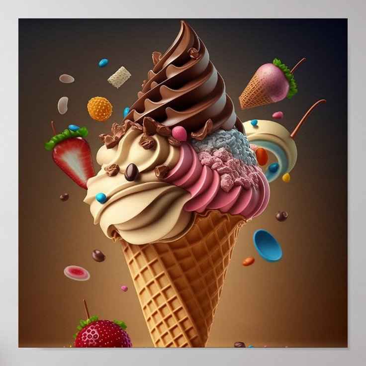 Ice Cream Digital Art Poster Zazzle 3881