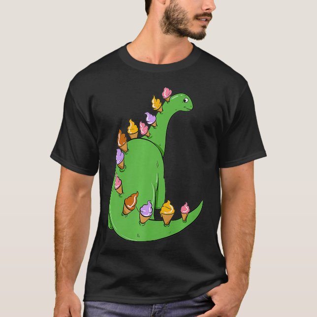 Ice Cream Dinosaur Brontosaurus Delicious Snack Pr T-Shirt (Front)