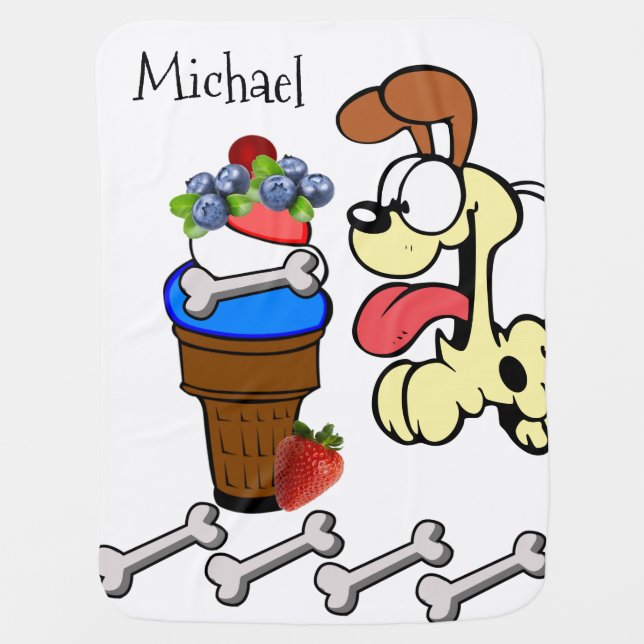 Ice Cream Dog Bones Baby Blanket (Front)