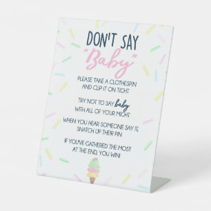 Ice Cream Don't Say Baby Shower Game Pedestal Sign