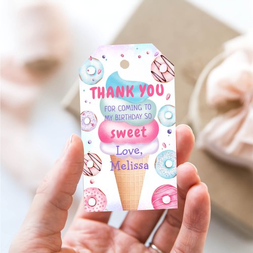 Ice Cream Donut Birthday Thank You Gift Tags