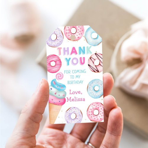 Ice Cream Donut Birthday Thank You Gift Tags 