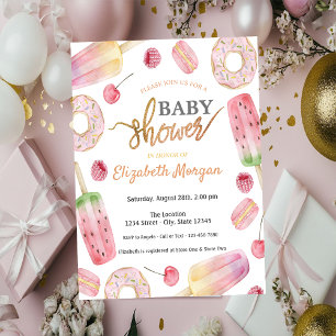 Ice cream,Donuts Sweets Baby Shower Invitation
