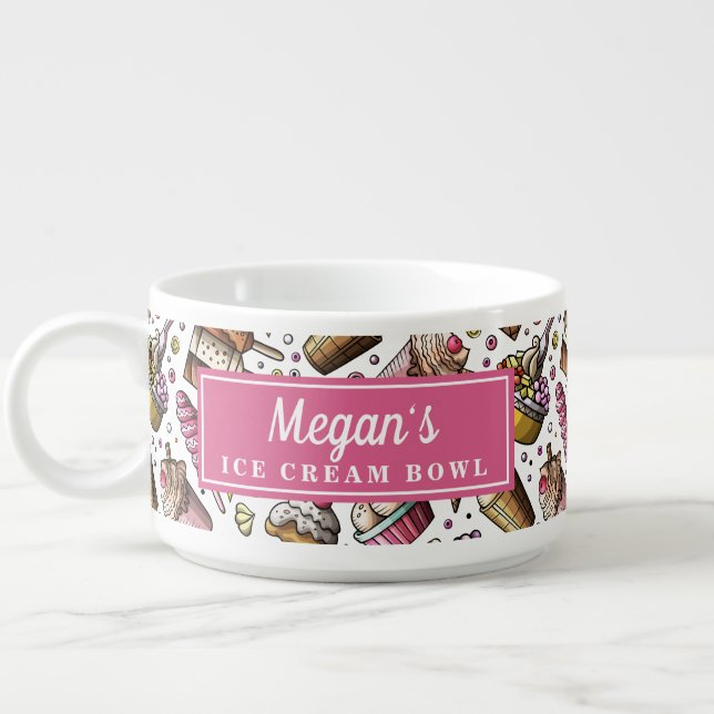 Ice Cream Doodle | Personalized  Ice Cream Bowl (Right)