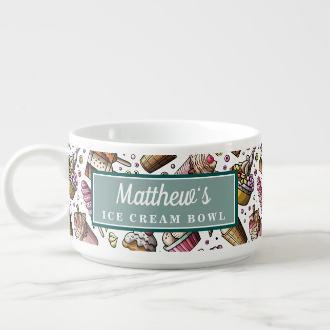 Ice Cream Doodle | Personalized  Ice Cream Bowl (Right)