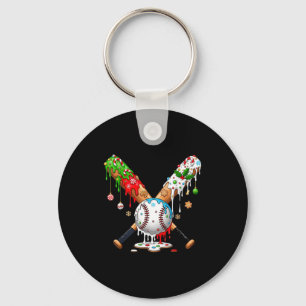 Ice Cream Drip Baseball Christmas Xmas Pajama Kids Keychain