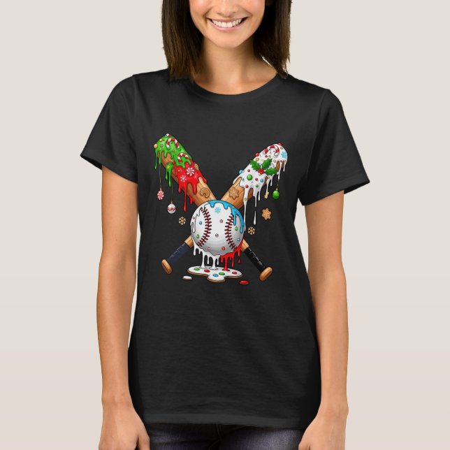 Ice Cream Drip Baseball Christmas Xmas Pajama Kids T-Shirt (Front)