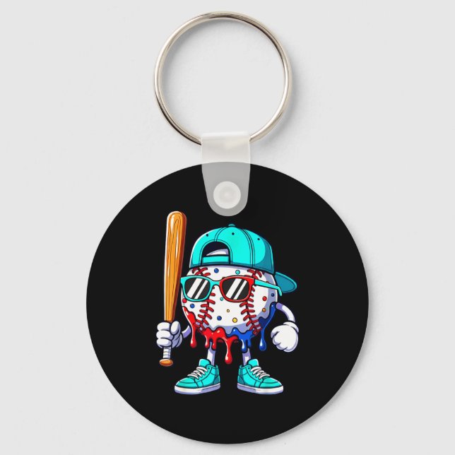 Ice Cream Drip Baseball Sts Baseball Lifestyle Boy Keychain (Front)