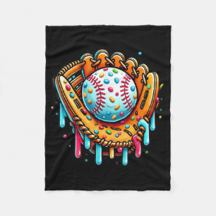 Ice Cream Drip Baseball Stuff Baseball Drip For Bo Fleece Blanket