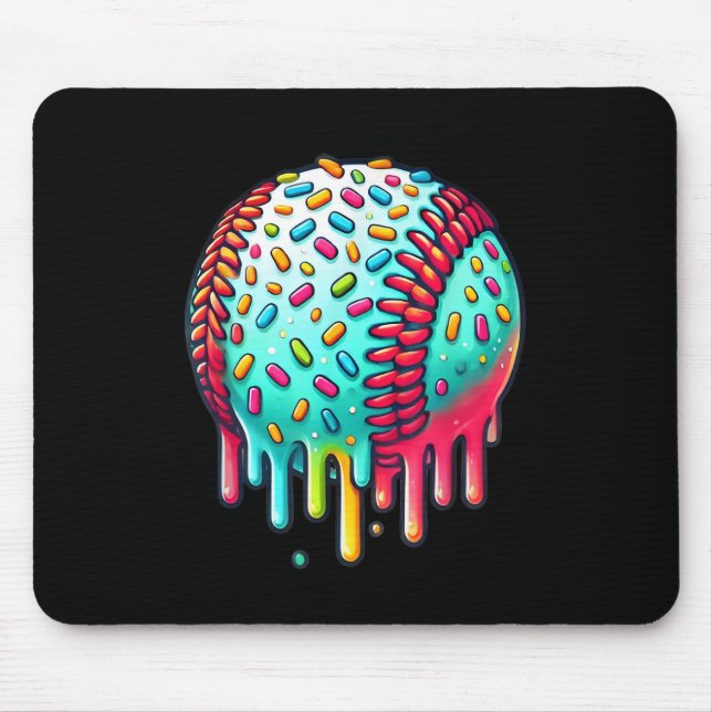 Ice Cream Drip Baseball Stuff Baseball Drip For Bo Mouse Pad (Front)