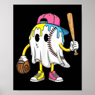 Ice Cream Drip Ghost Baseball Spots Baseball Drip Poster