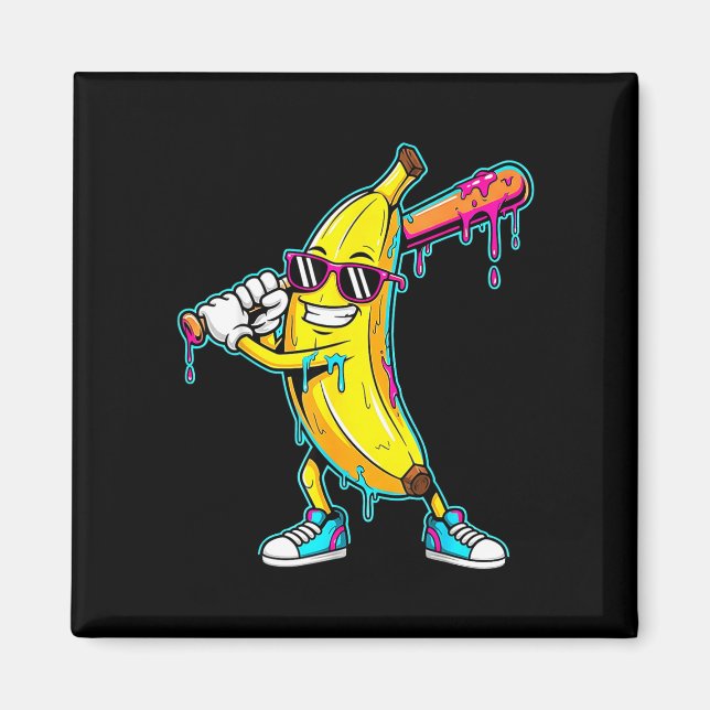 Ice cream drip graphic funny color splash design  magnet (Front)