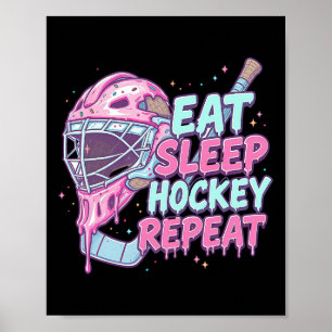 Ice Cream Drip Hockey Goalie Mask Eat Sleep Hockey Poster