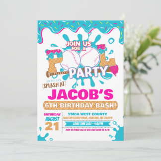 Ice Cream Drip Pool Birthday Invitation