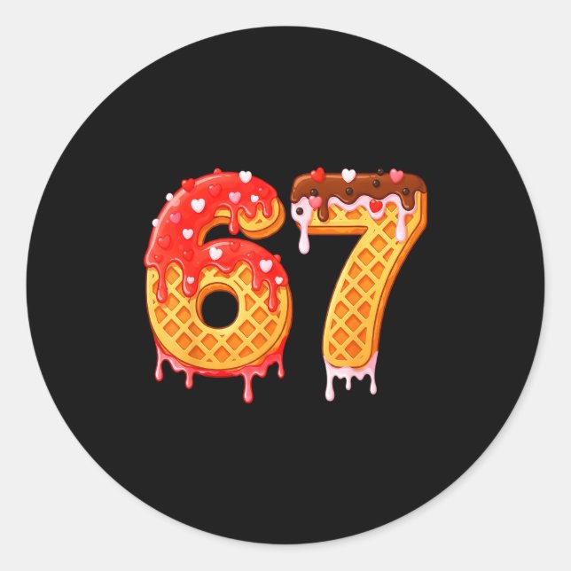 Ice Cream Drip Six Seven 67 Valentines Day For Men Classic Round Sticker (Front)