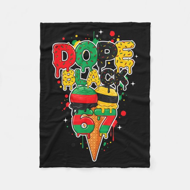 Ice Cream Drip Six Seven Meme 6 7 Black History Mo Fleece Blanket (Front)