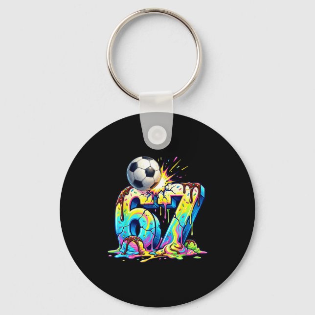 Ice Cream Drip Soccer 67 Six Seven Funny Gen Alpha Keychain (Front)