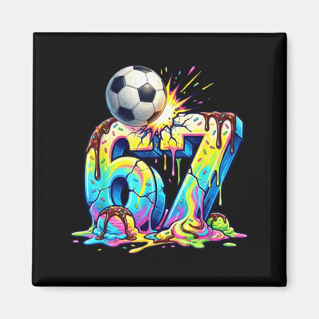 Ice Cream Drip Soccer 67 Six Seven Funny Gen Alpha Magnet (Front)
