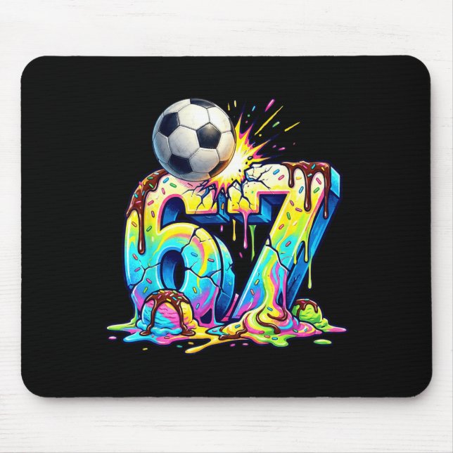 Ice Cream Drip Soccer 67 Six Seven Funny Gen Alpha Mouse Pad (Front)