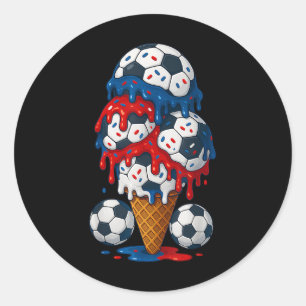 Ice Cream Drip Soccer Stuff 4th Of July Boys Kids  Classic Round Sticker