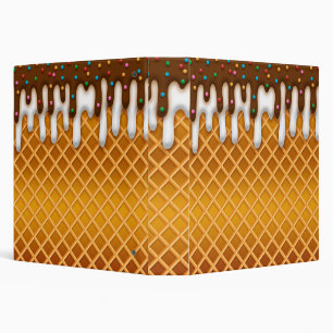 Ice Cream Drip Waffle Cone Chocolate And Vanilla 3 Ring Binder