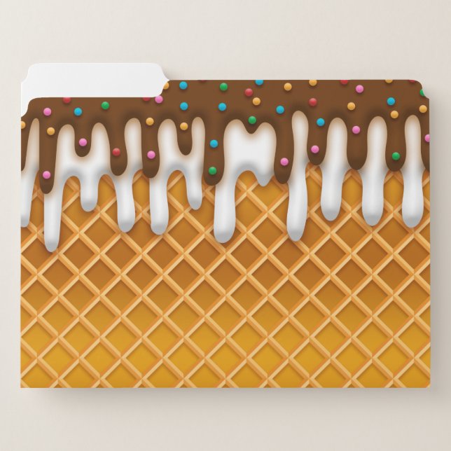 Ice Cream Drip Waffle Cone Chocolate And Vanilla  File Folder (Front Left)
