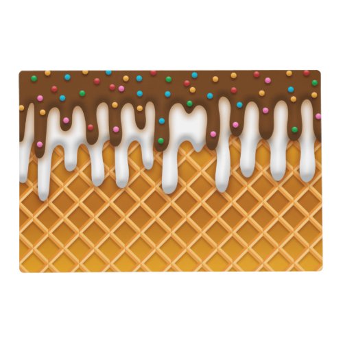 Ice Cream Drip Waffle Cone Chocolate And Vanilla Placemat