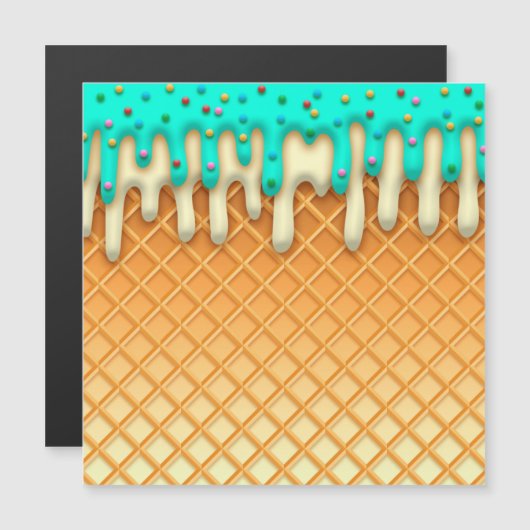 Ice Cream Drip Waffle Cone Mint With Sprinkles (Front/Back)